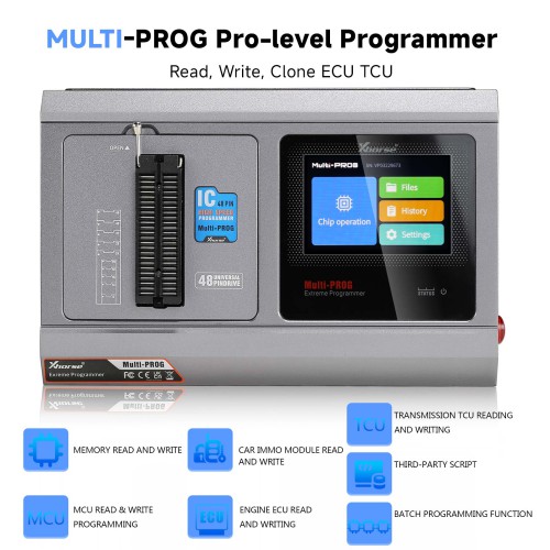 2024 Xhorse Multi-PROG Multi Prog ECU TCU Programmer Update of VVDI Prog with Free MQB48 License RH850 Expert Mode Batch Write Chips