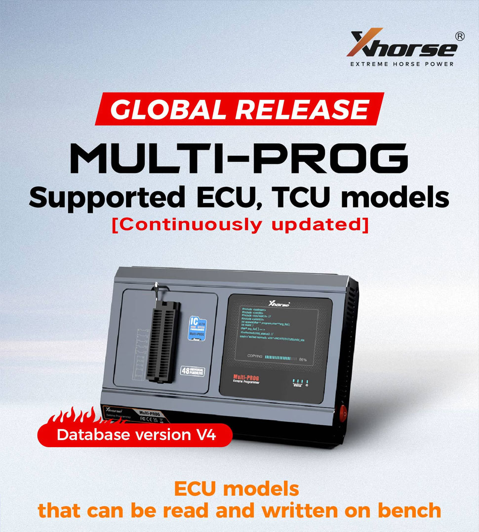 Xhorse multi prog Supported ECU and TCU models