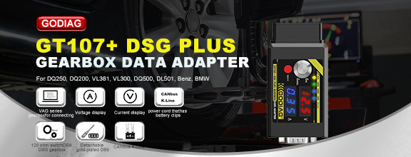 GODIAG GT107+ DSG Plus Gearbox Data Adapter with Voltage Current Display
