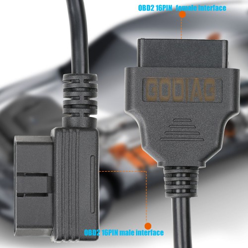 GODIAG OBD-ii OBD2 16pin Male to Female Extension Cable Diagnostic Extender 100cm