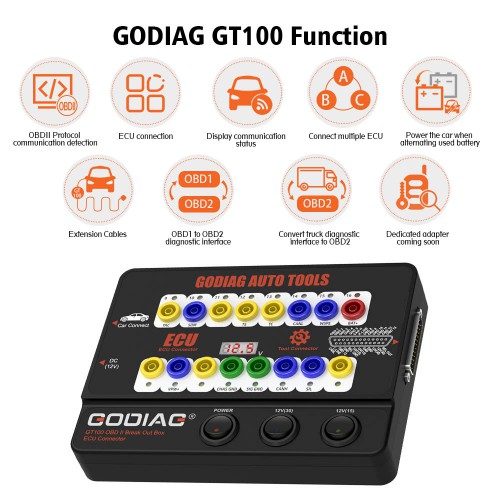 [US/UK/EU Ship] GODIAG GT100 OBDII Protocol Detector OBD2 Break Out Box ECU Connector