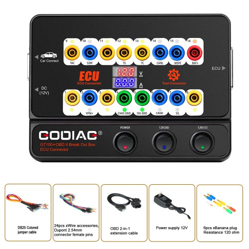 [US/UK/EU Ship] GODIAG GT100+ New Generation OBDII Break Out Box ECU Bench Connector with Electronic Current Display and CANBUS Protocol