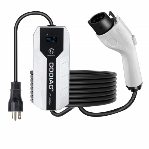 GODIAG EV Charger Portable Fast US Standard 110V/220V dual Voltage Modes 16 Amps with 16.4ft Extension Cord Compatible with J1772 Electric Vehicles
