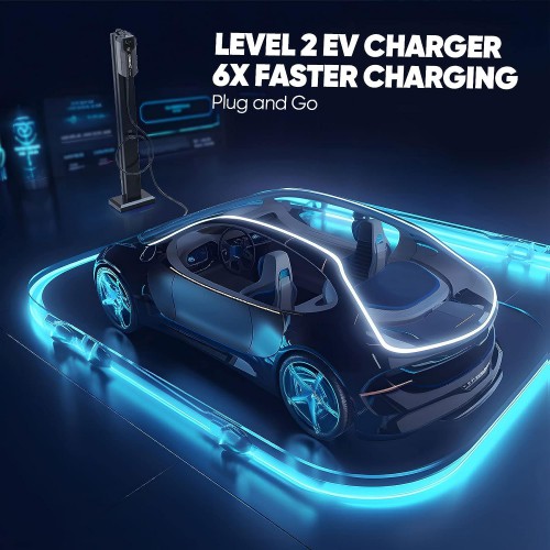Level 2 EV Charger(32Amp, 220V-240V, NEMA 14-50 Plug, 21ft Cable),10/16/24/32A Adjustable EV Charger for Home Level 2 J1772 EVs, PHEVs, Motorcycle EVs