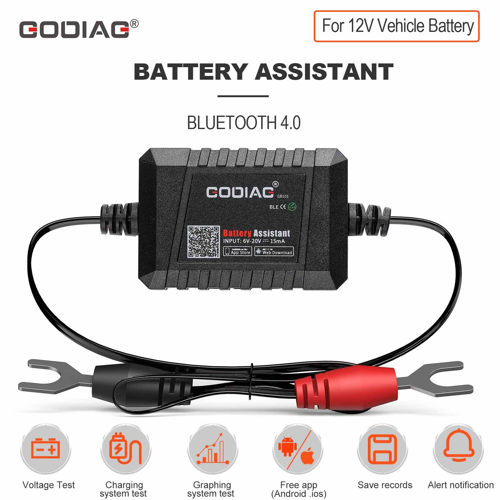 GODIAG GB101 Battery Assistant 6~20V Automotive Battery Load Tester  Diagnositic Analyzer Monitor